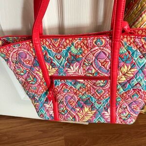 Vera Bradley Quilted Tote in Red Multicolor Paisley